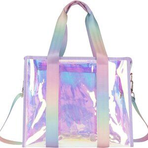 Vibrant Iridescent Tote Bag for Women - Secure Zipper, Large Capacity 11x13.4